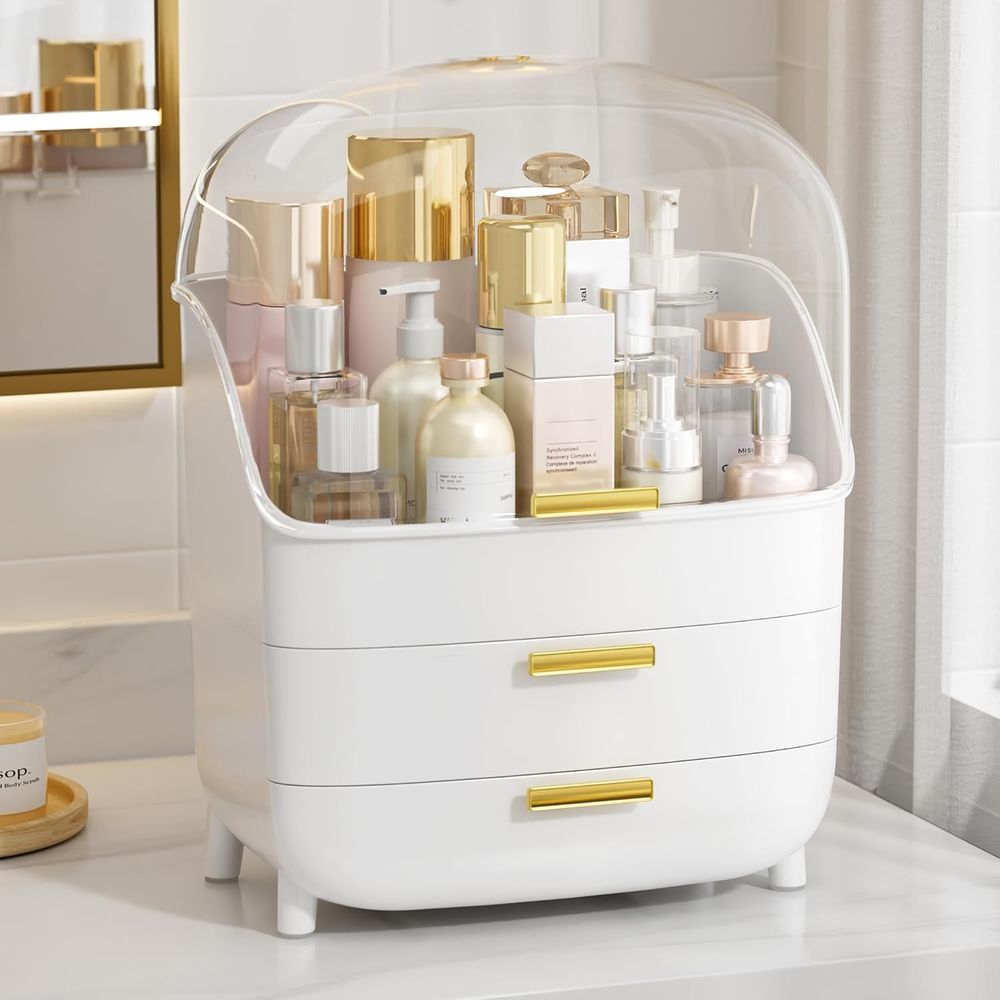 Drawer Dresser White - 3-Tier Skincare Makeup Organizer with Drawer