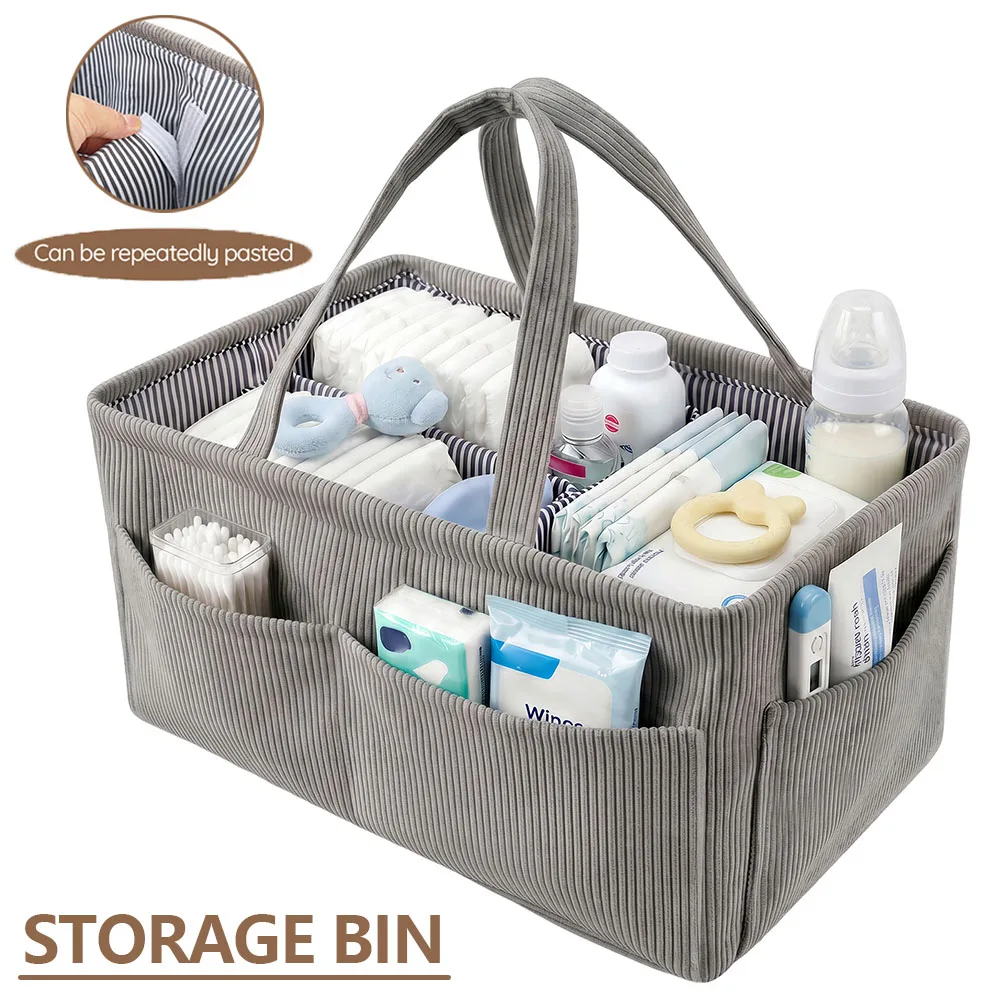 Baby Nursery Organization Ideas - Baby Nappy Caddy Organizer Foldable Corduroy