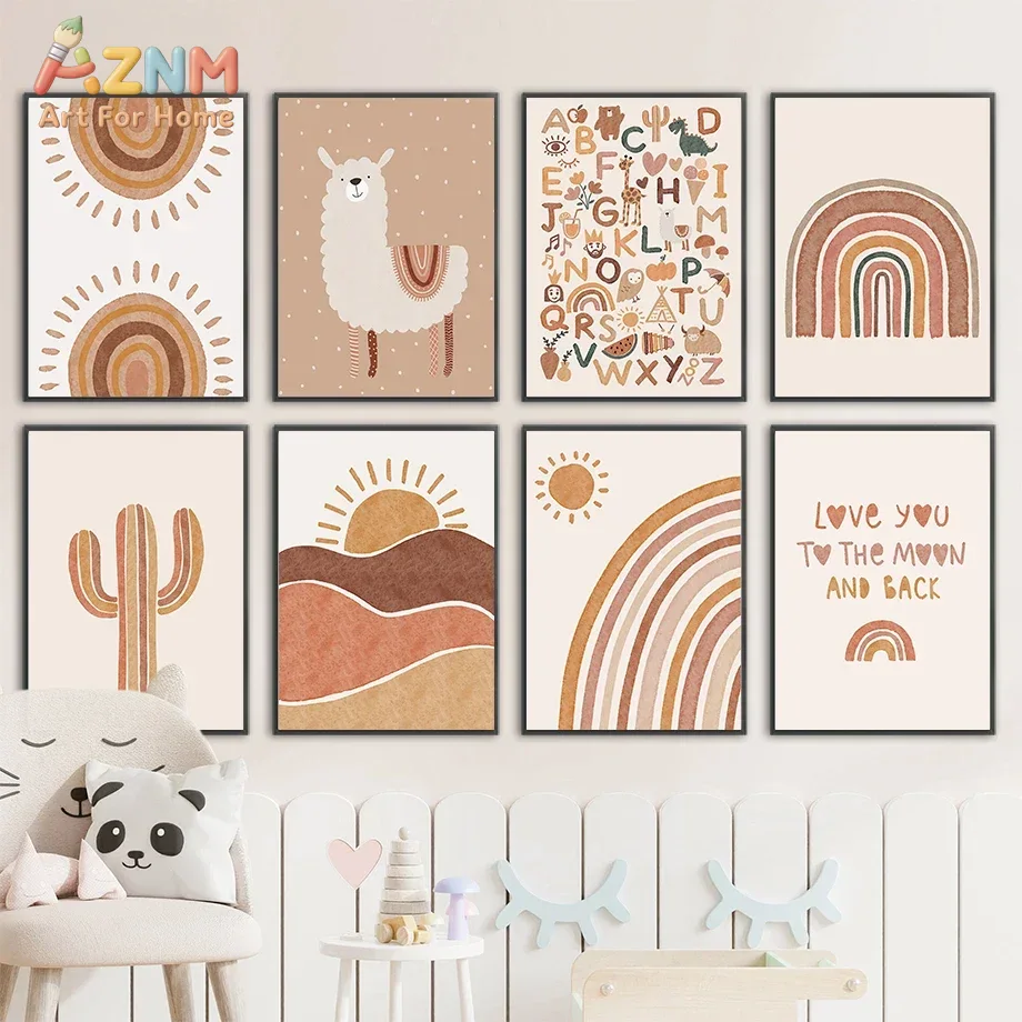 Baby Unicorn Nursery - Alpaca Unicorn Sun Rainbow Cactus Nursery