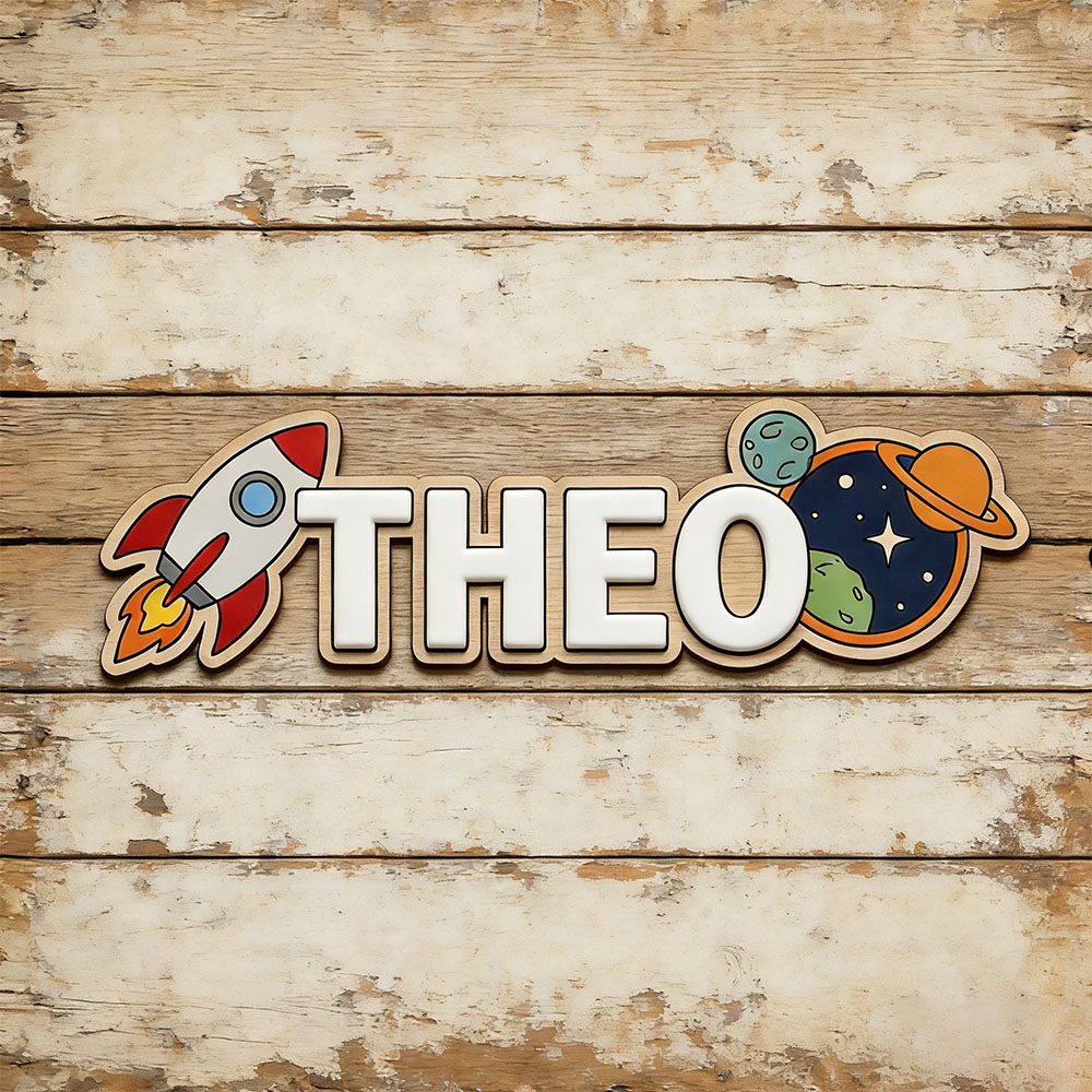 Baby Nursery Products - Personalized Space Rocket Name Sign for