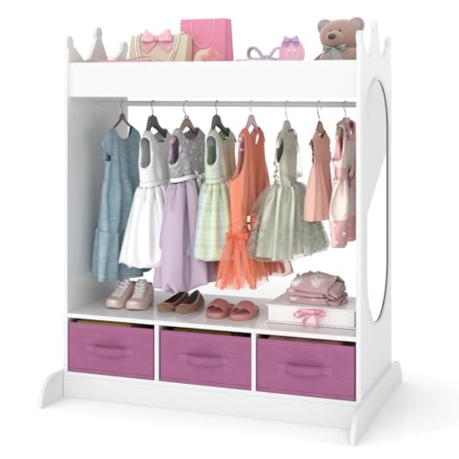 Drawer Dresser White - Dress Up Storage with Mirror and