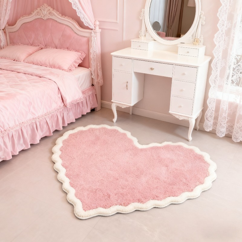 Baby Nursery Rug - VIKAMA Pink Heart Plush Carpet, Decorative