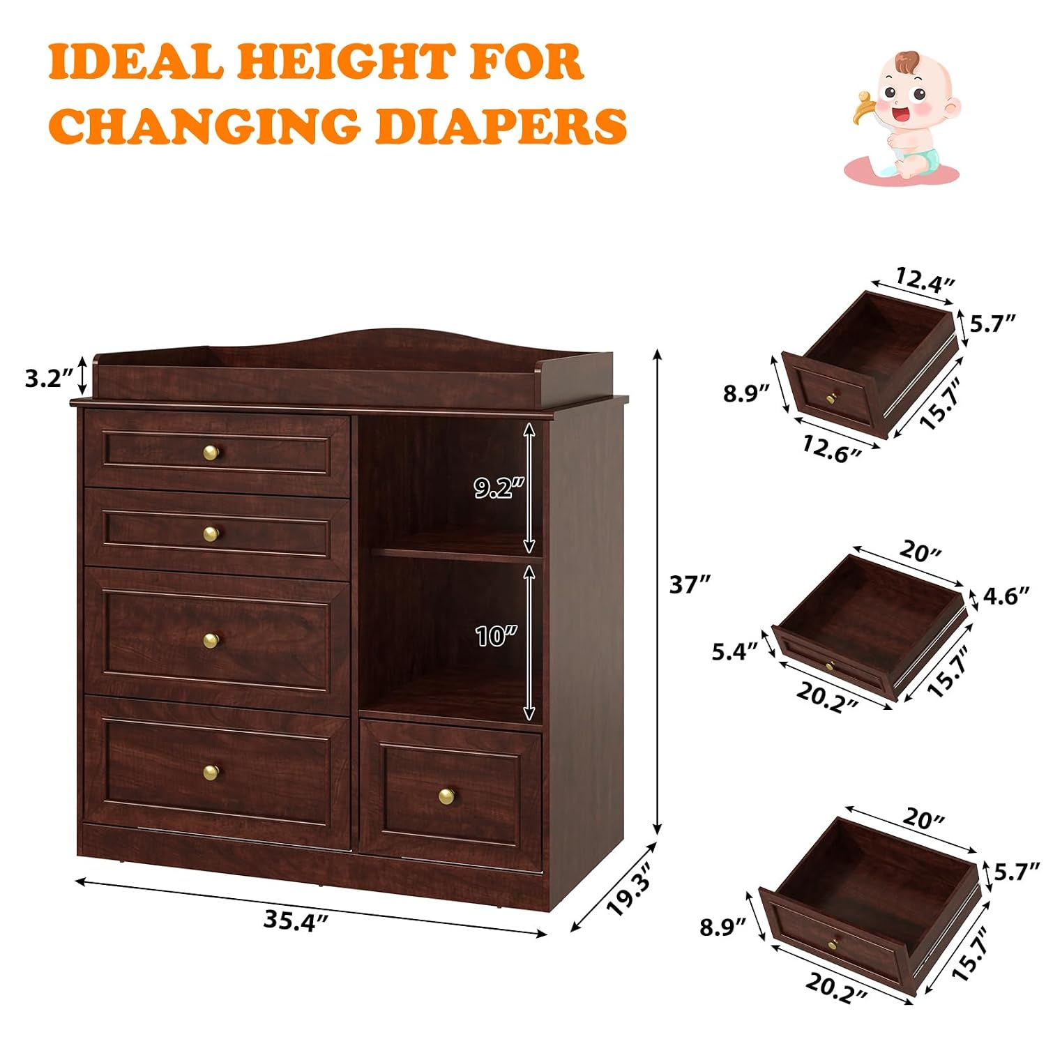 Changing Table Dresser Baby Nu - огляд і ціна Baby Nursery Dresser Changing Table