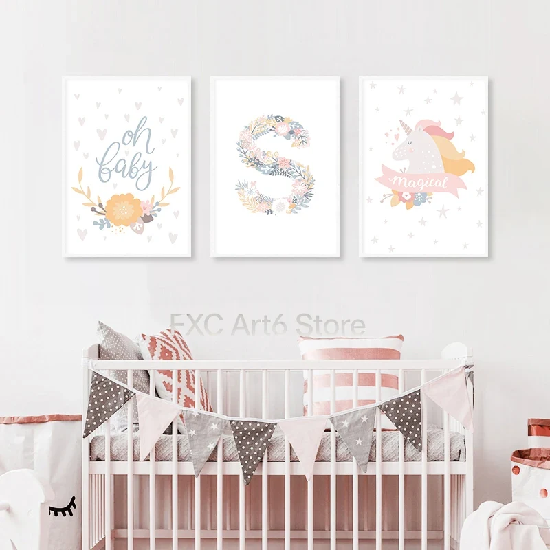 1PC frameless Floral Alphabet  - огляд і ціна Baby Unicorn Nursery