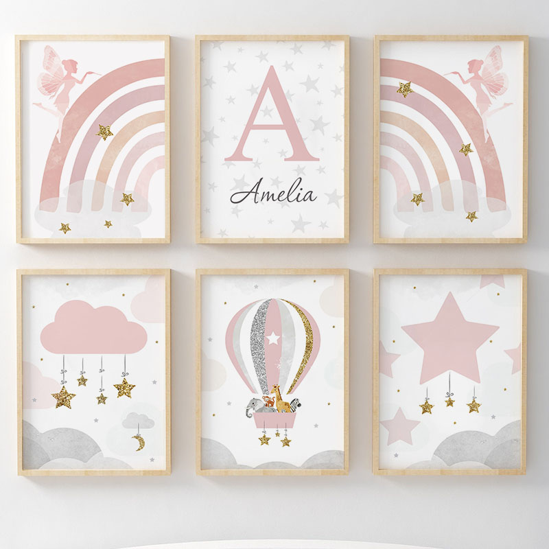 Pink Angel Girl Rainbow Wall A - огляд і ціна Animals Baby Nursery