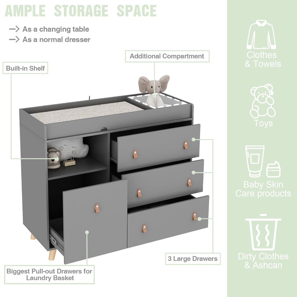 Baby Dresser Changing Table, T - огляд і ціна Baby Nursery Dresser Changing Table