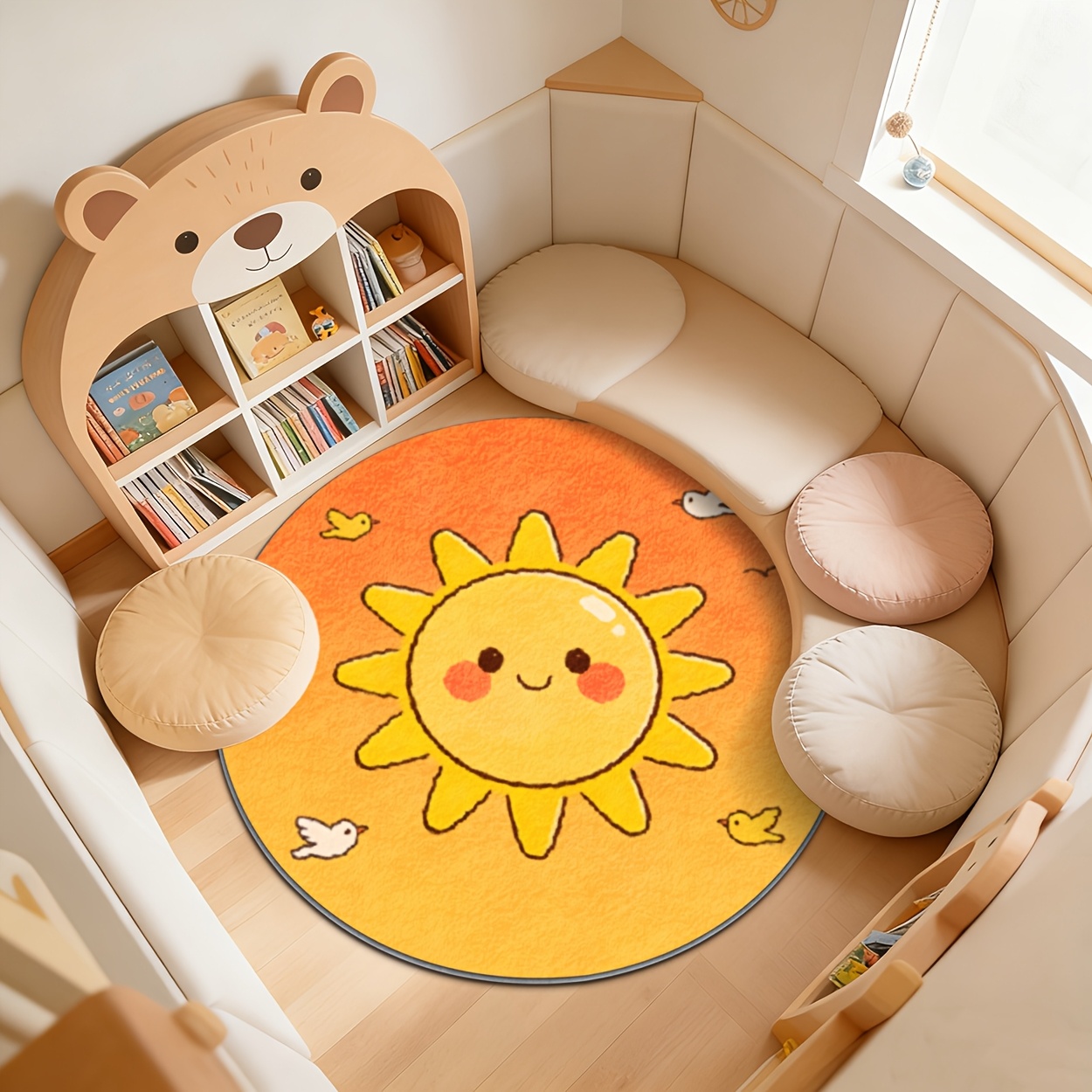 Kids Round Sun Rug Yellow Play - огляд і ціна Baby Nursery Carpet