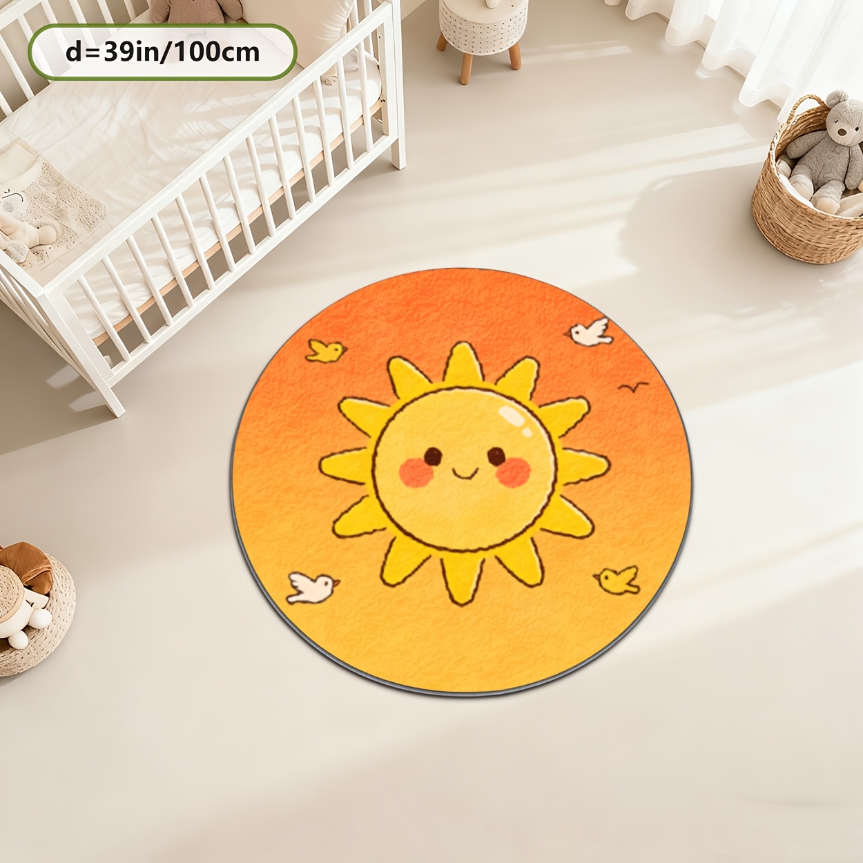 Kids Round Sun Rug Yellow Play - огляд і ціна Baby Nursery Carpet