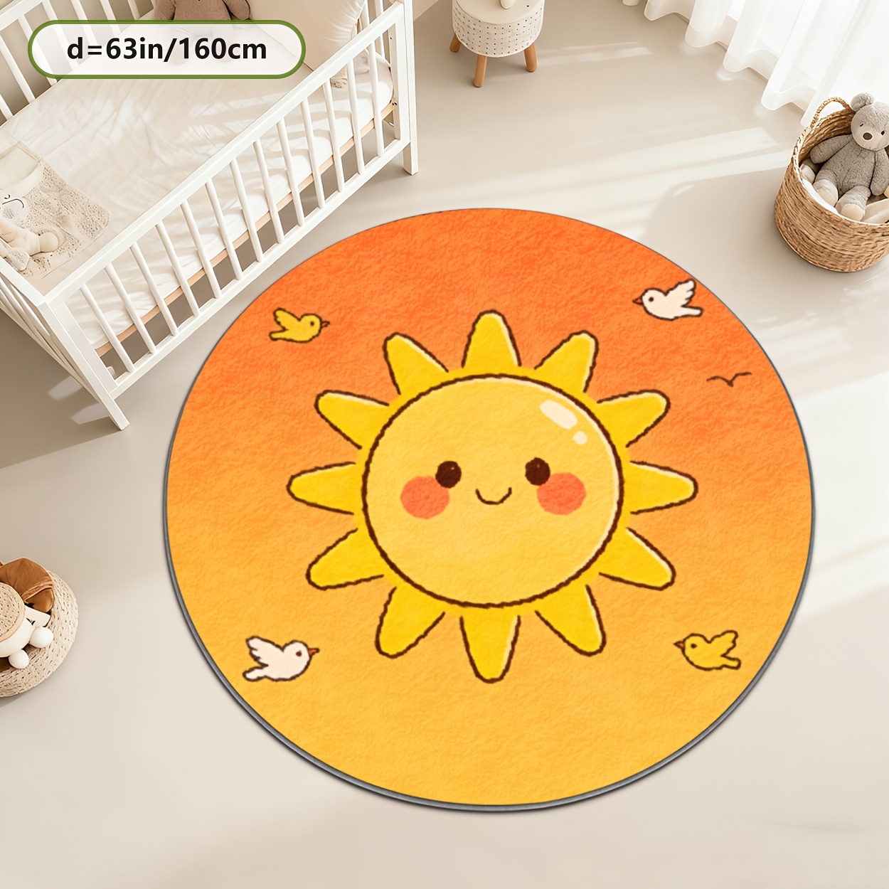 Kids Round Sun Rug Yellow Play - огляд і ціна Baby Nursery Carpet