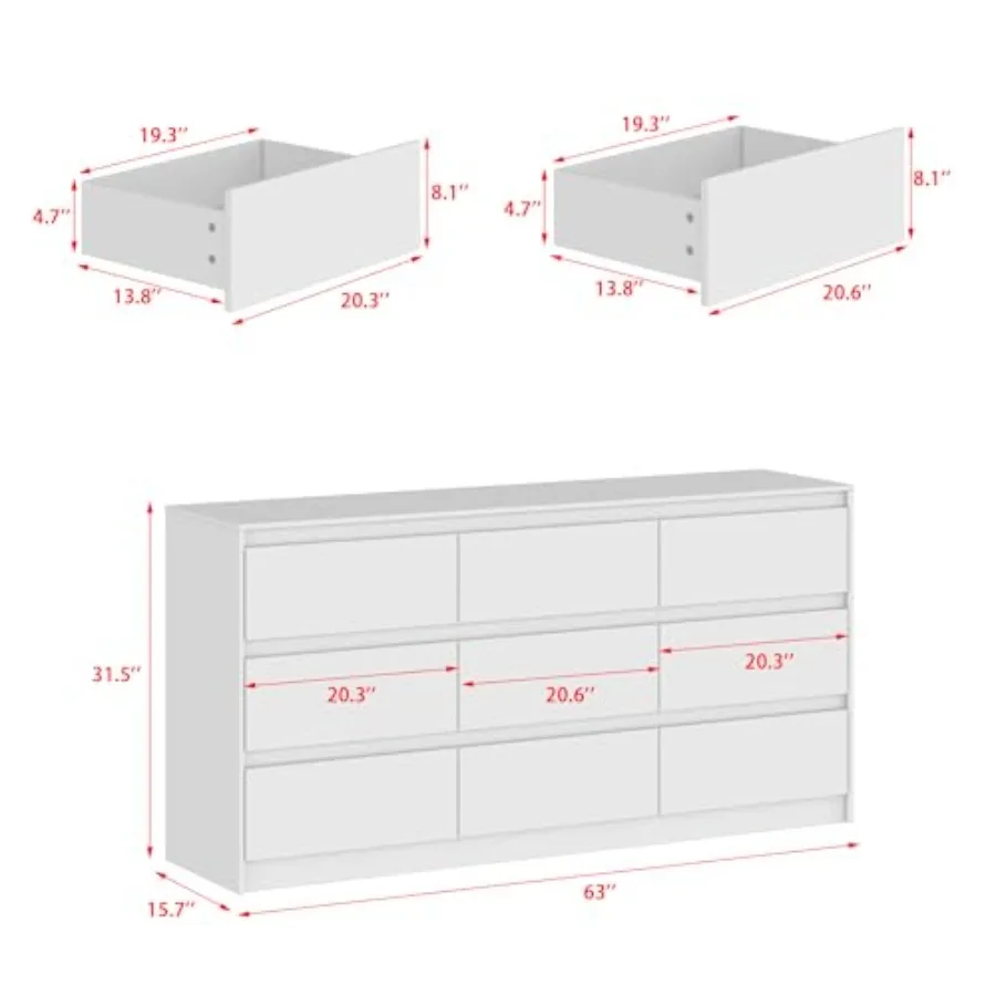 9 Drawer Dresser for Bedroom w - огляд і ціна Drawer Dresser White