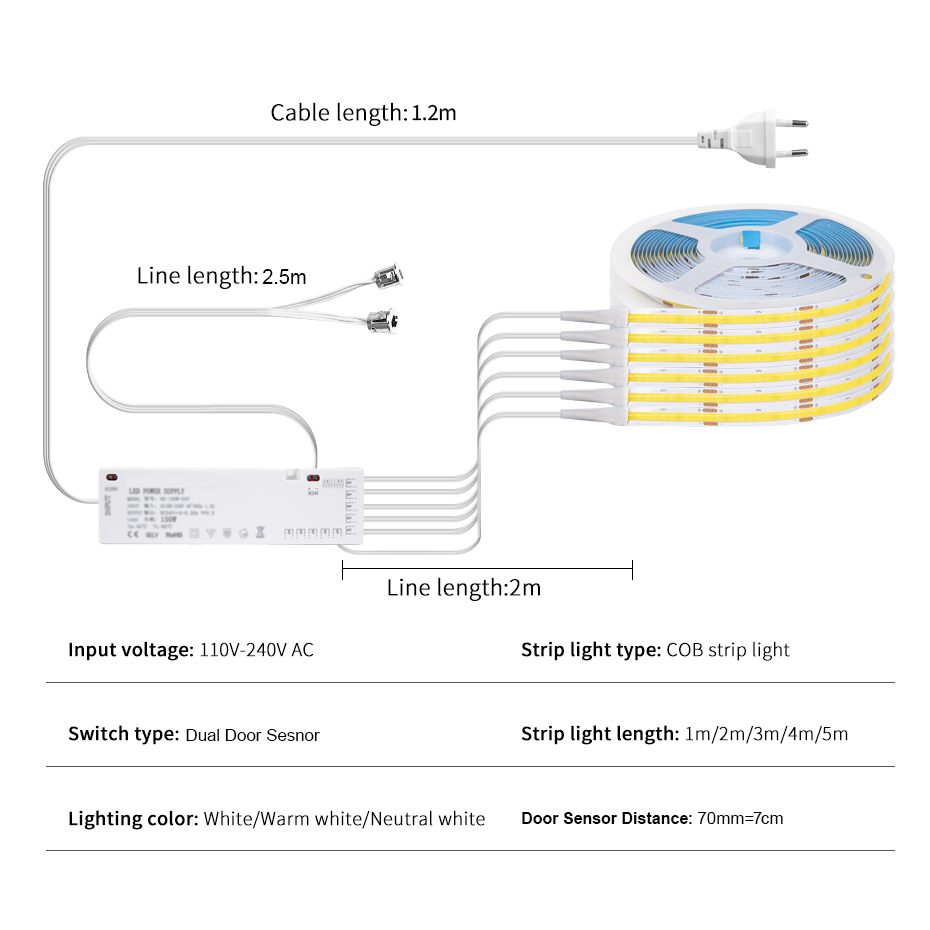 AU EU US UK Plug 12V COB LED S - огляд і ціна Drawer Dresser White