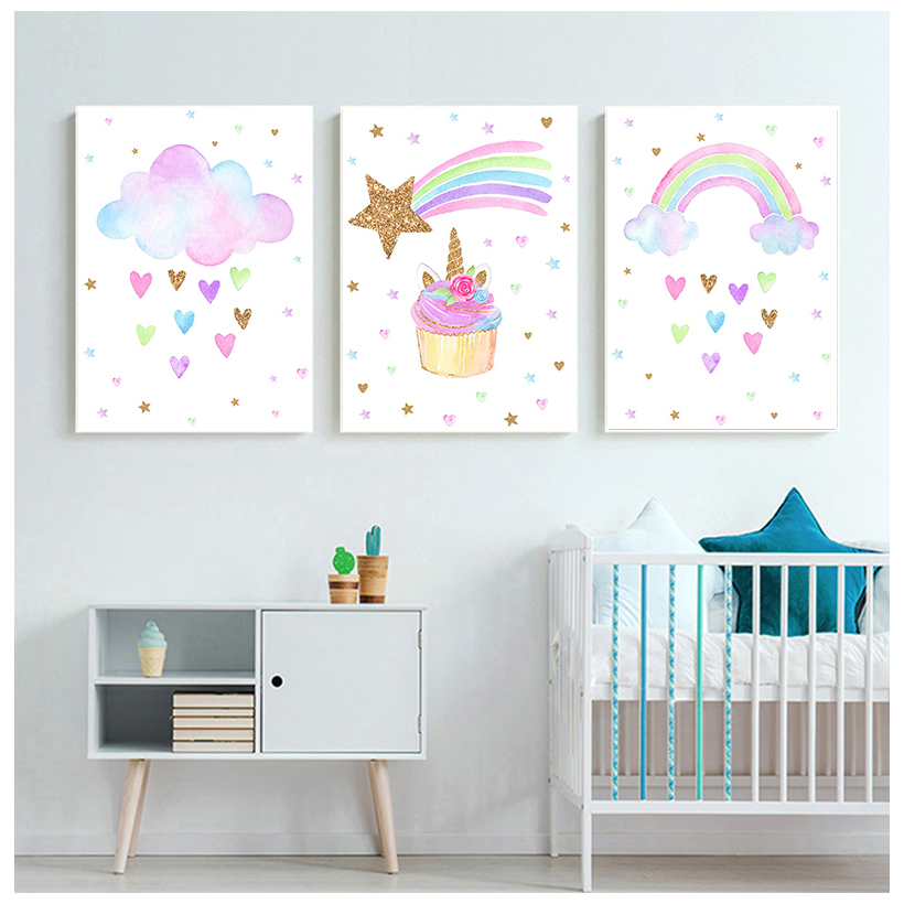 Rainbow Unicorn Wall Art Print - огляд і ціна Baby Unicorn Nursery