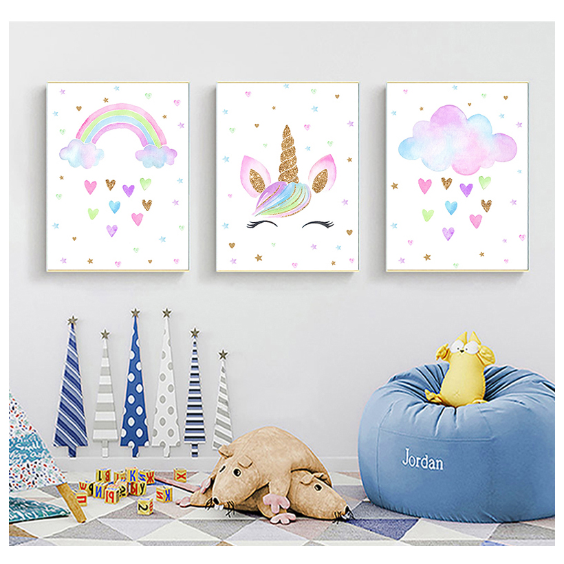 Rainbow Unicorn Wall Art Print - огляд і ціна Baby Unicorn Nursery