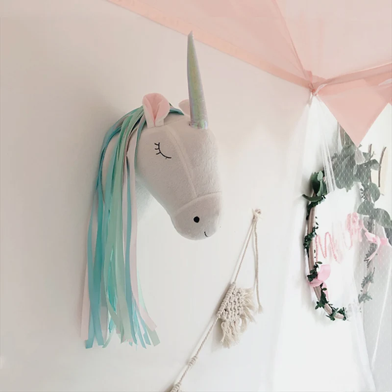 Unicorn Plush Animal Head Wall - огляд і ціна Baby Unicorn Nursery
