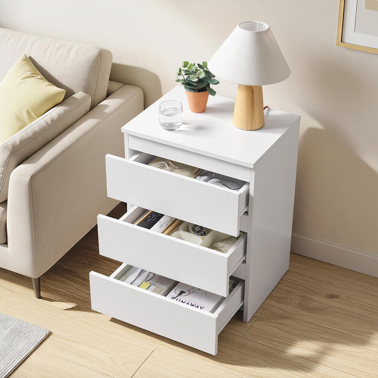 Small Nightstand with 3 Drawer - огляд і ціна Drawer Dresser White