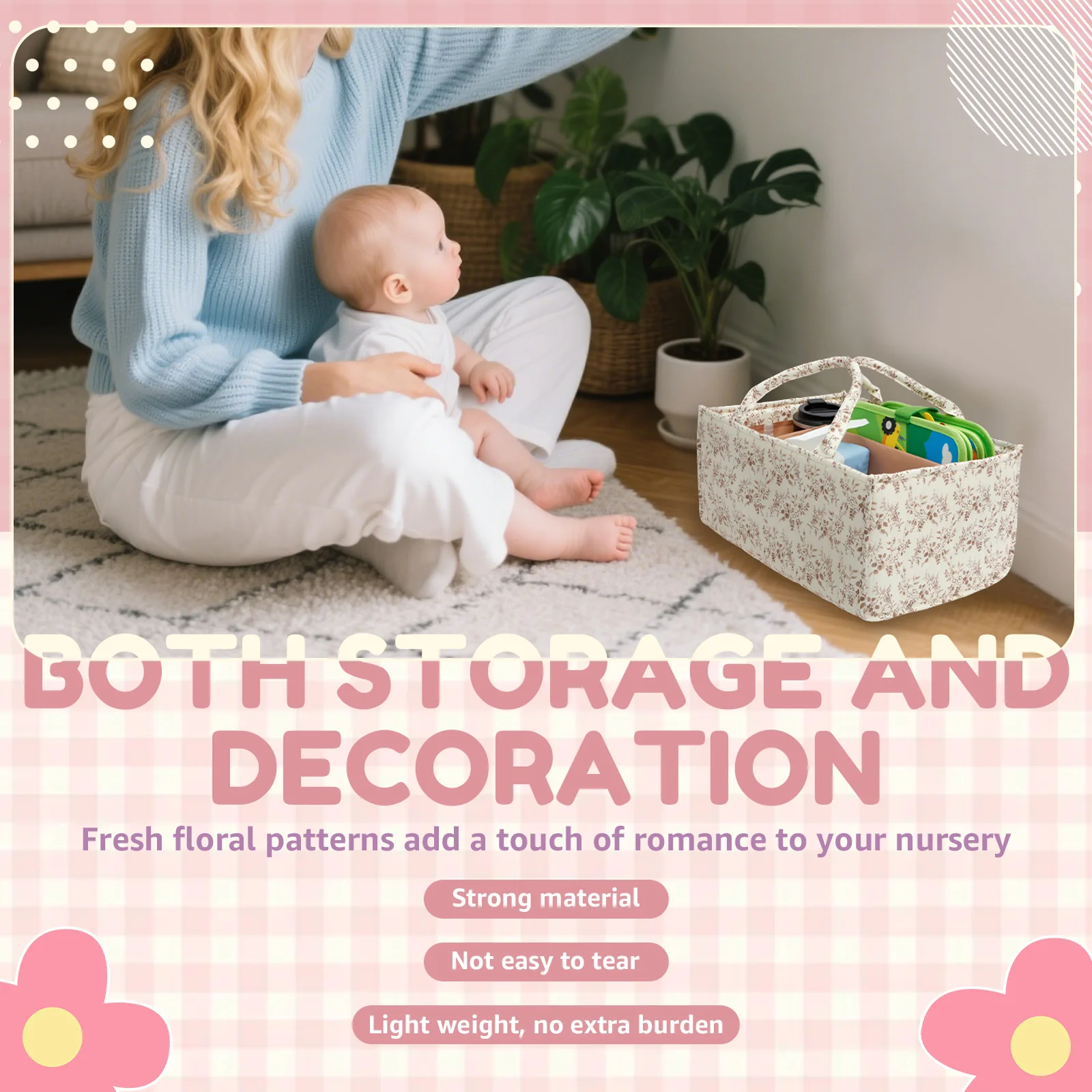 Floral Diaper Caddy Organizer  - огляд і ціна Baby Nursery Organization Ideas
