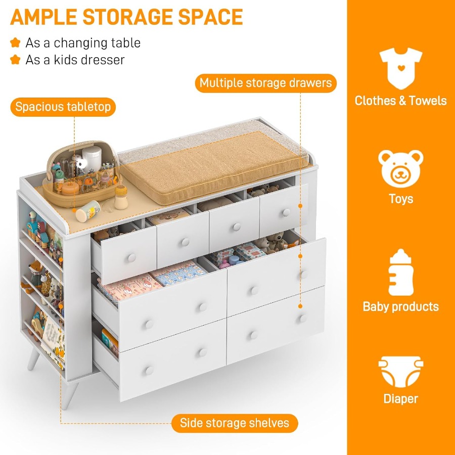 Baby Dresser, Dresser Cabinet  - огляд і ціна Drawer Dresser White