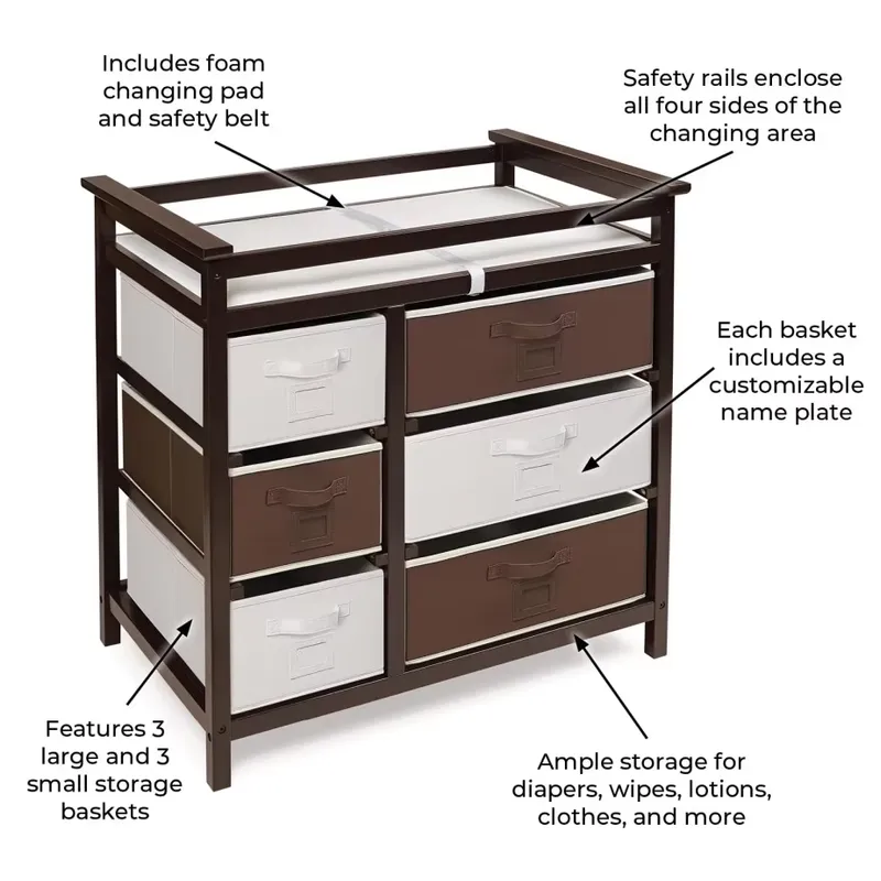 Modern Wooden Baby Dresser wit - огляд і ціна Baby Nursery Storage