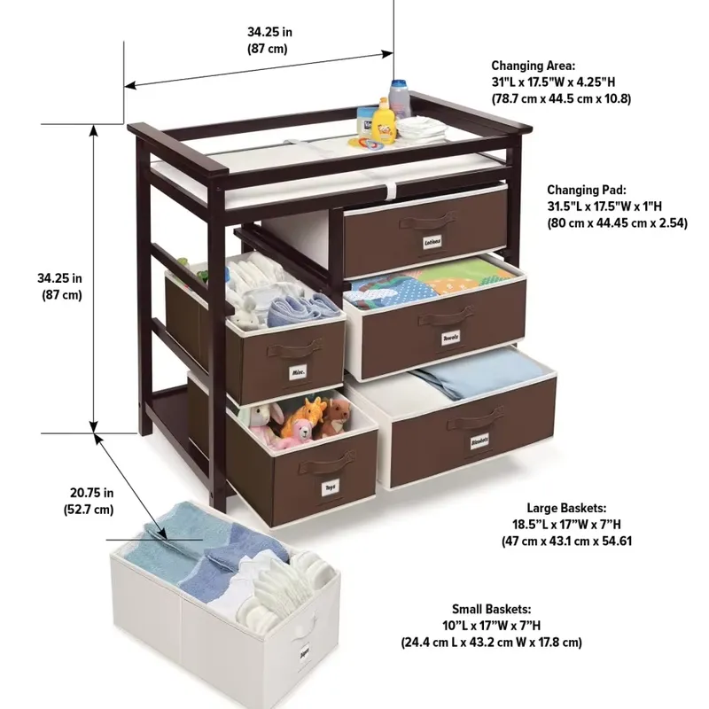Modern Wooden Baby Dresser wit - огляд і ціна Baby Nursery Storage