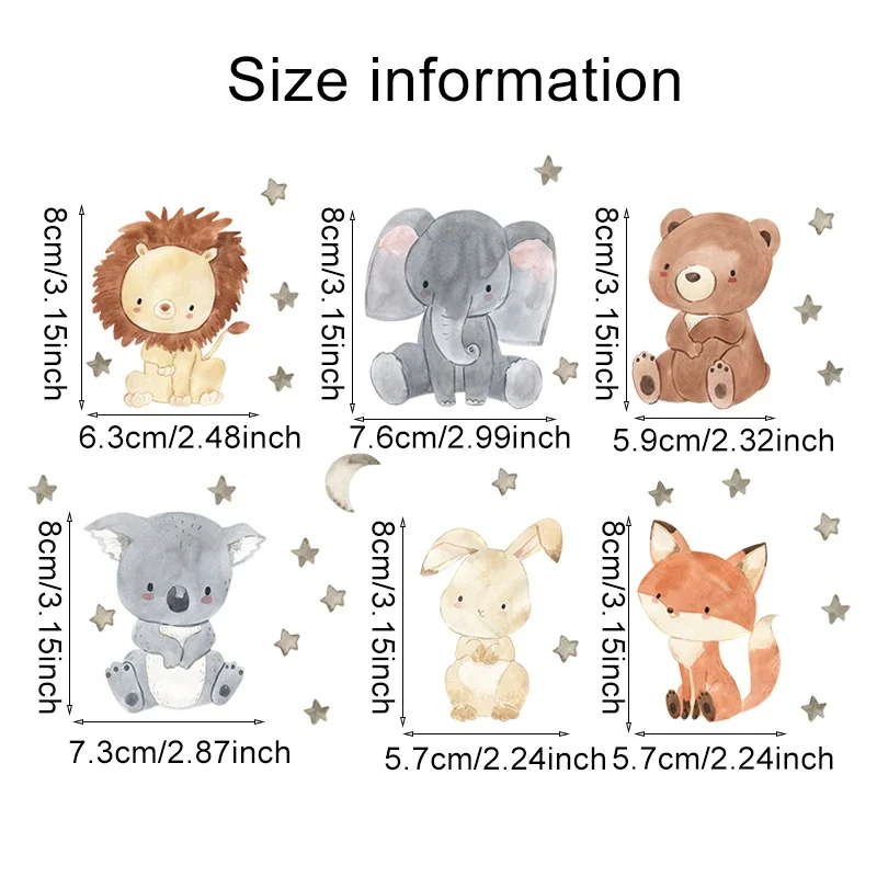 1/2/4/6set Cartoon Animals Wal - огляд і ціна Animals Baby Nursery